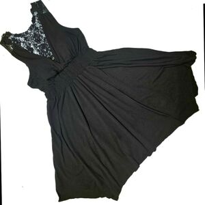 🔵 As U Wish Black Floral Lace Crochet Open Back Casual Summer Midi Dress Small